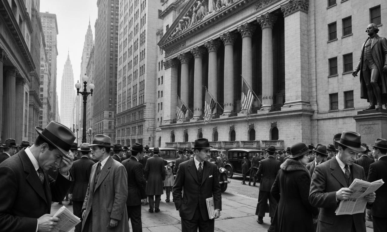 AI-generated editorial illustration: Geo-History: The 1929 Crash and Today's Markets